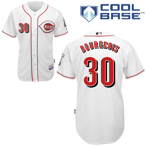 Jason Bourgeois #30 MLB Jersey-Cincinnati Reds Men's Authentic Home White Cool Base Baseball Jersey